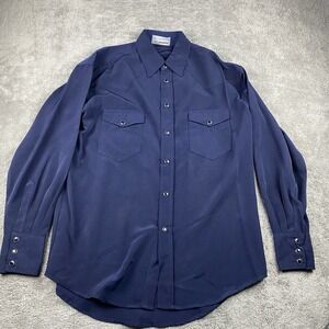 Lavana USA Dress Shirt Snap Buttons Mens Medium Blue Long Sleeve